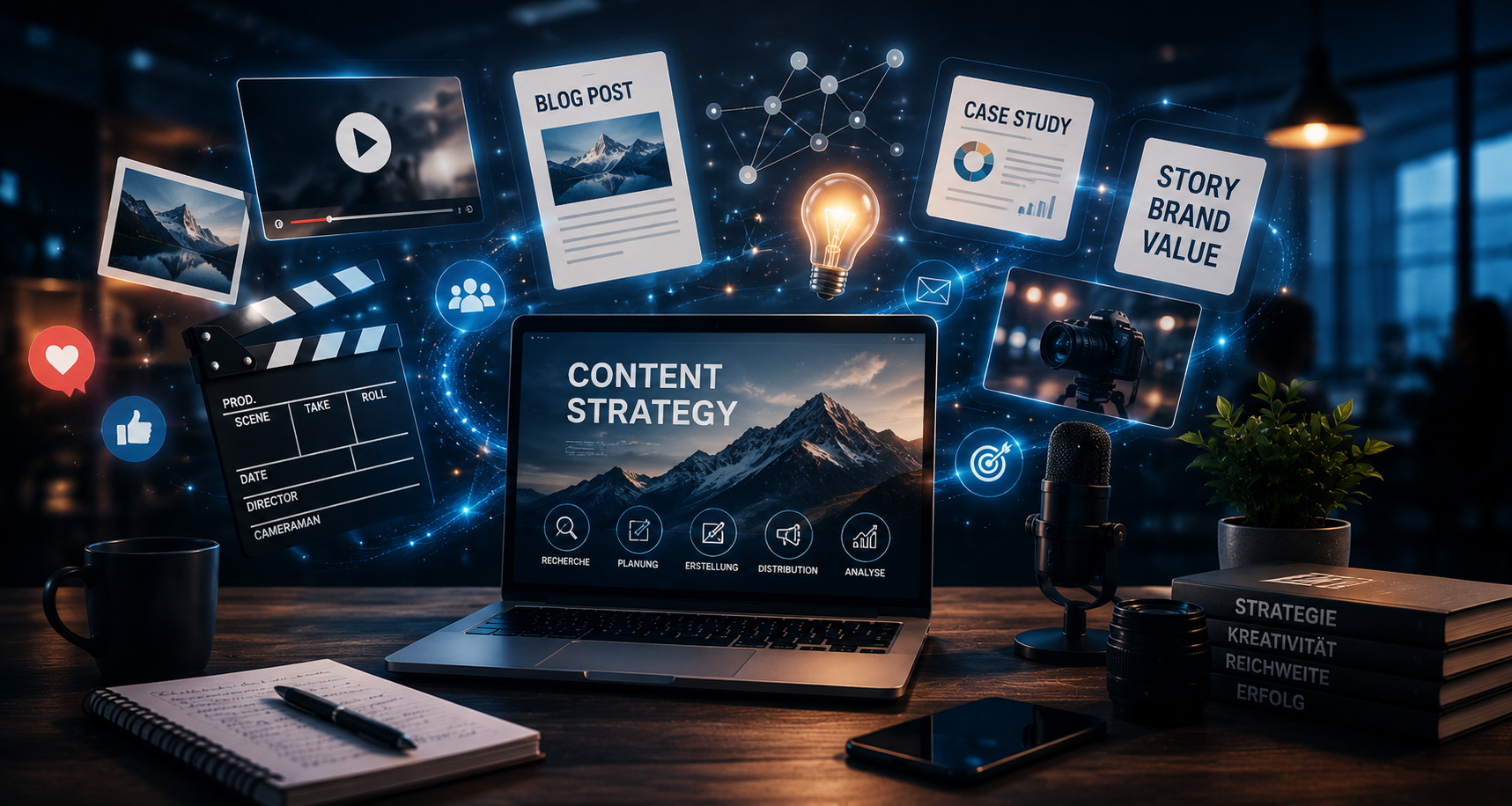 Content Marketing Strategie mit Blog, Video, Case Study, Storytelling und Analyse