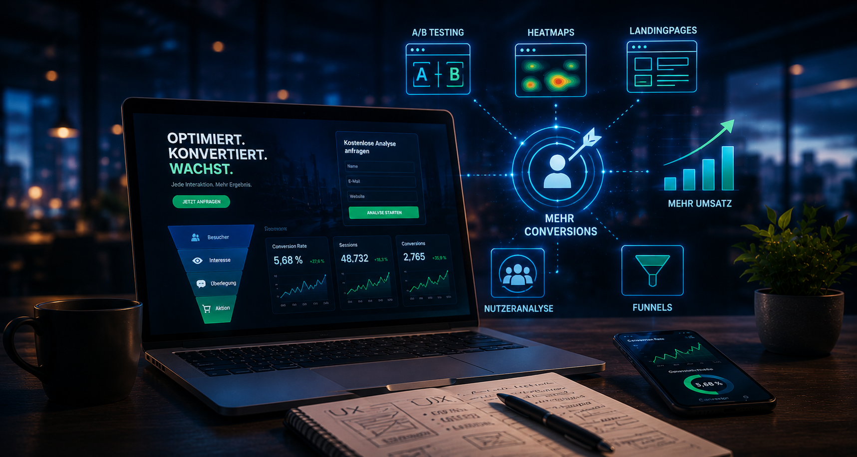 Conversion Optimierung mit A/B Testing, Heatmaps, Landingpages, Funnels und mehr Conversions