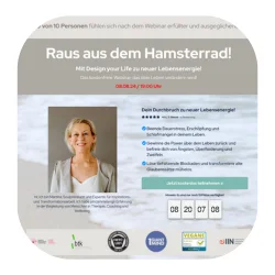 Webinar-Funnel mit Coach, Vertrauenselementen und Anmeldekommunikation
