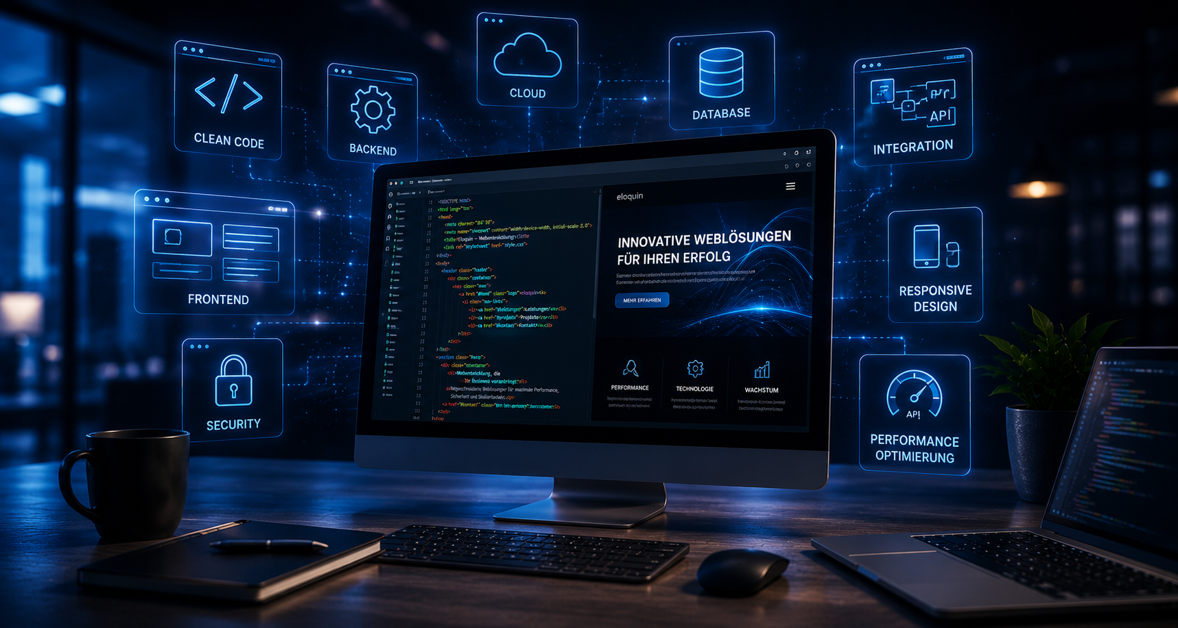 Website Entwicklung mit sauberem Code, Backend, Cloud, Datenbank, API und Performance Optimierung